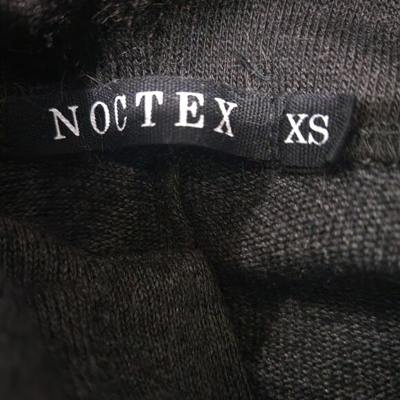 Noctex Henley Sweater Dress Grey Charcoal Wool Midi Hooded Pockets Side Slits XS - Picture 7 of 15